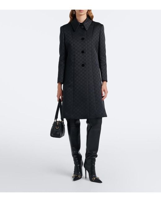 Gucci Black Gg Jacquard Coat