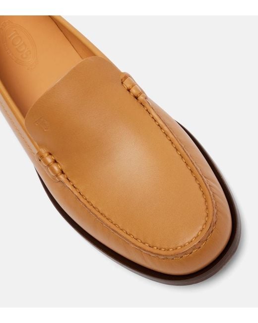 Tod's Brown Studded Leather Loafers