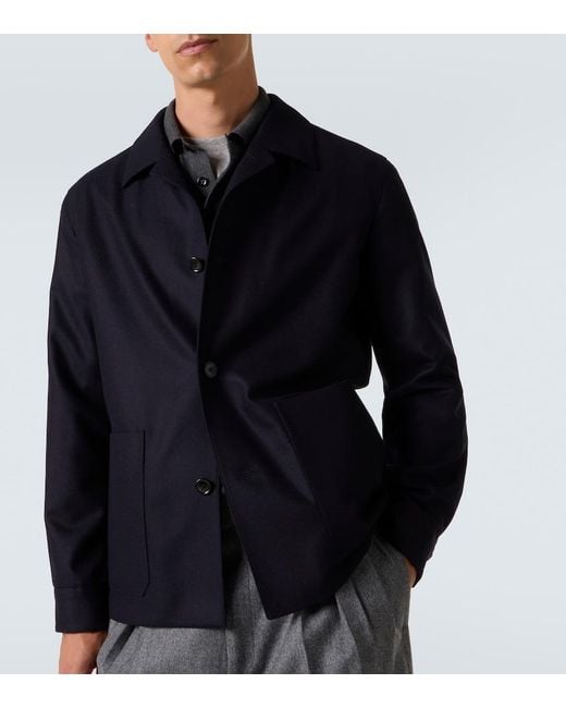 Zegna Blue Wool Overshirt for men
