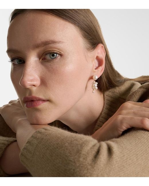 Sophie Bille Brahe White Botticelli 14Kt Earrings With Pearls