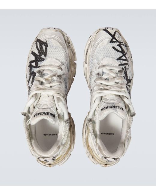 Balenciaga Metallic Runner Graffiti Distressed Sneakers for men