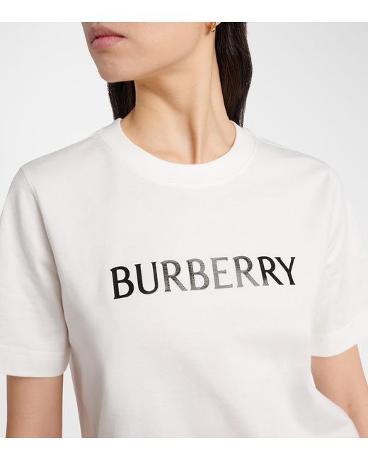 Burberry White Cotton T-Shirt With Logo