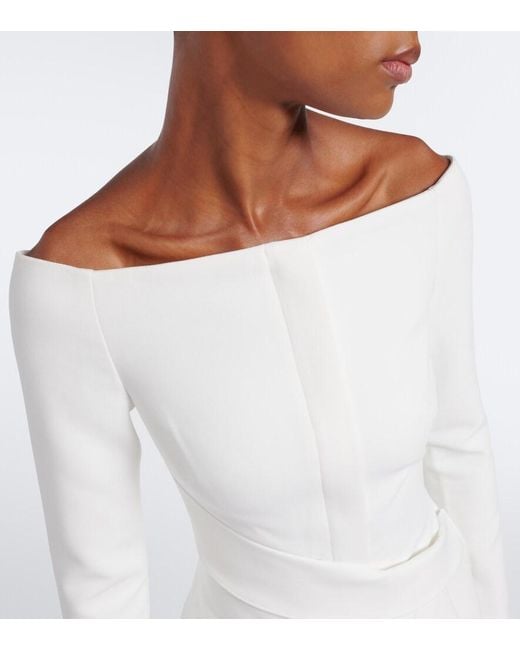 Roland Mouret White Asymmetric Off-Shoulder Crepe Jacket