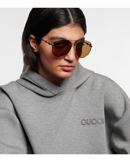 Gucci Natural Horsebit Aviator Sunglasses