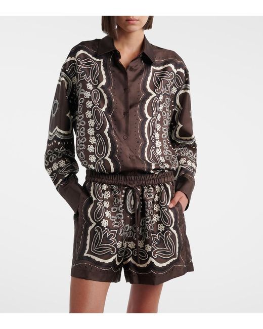 Nili Lotan Black Alfie Printed Silk Twill Shirt