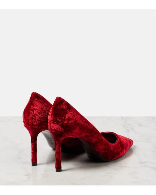 Jimmy Choo Red Romy 85 Velvet Pumps