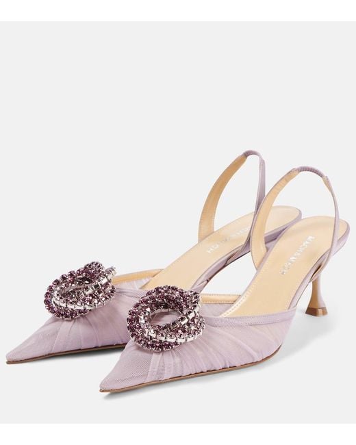 Mach & Mach Pink Galaxy 65 Tulle Slingback Pumps