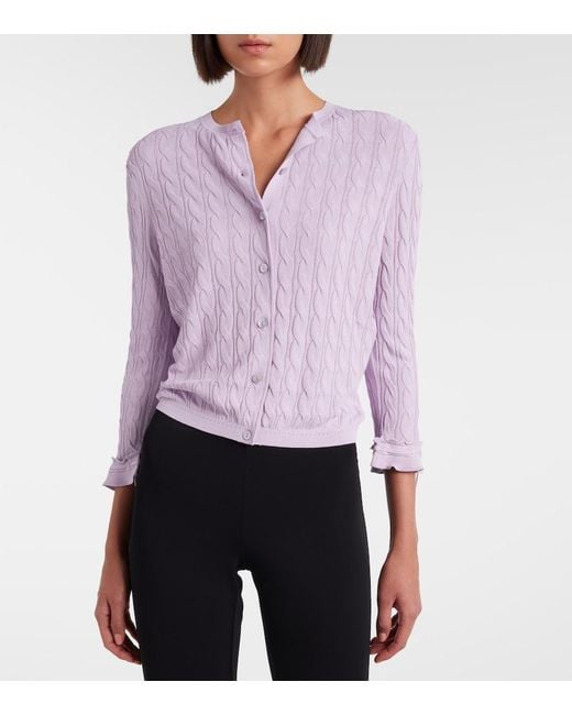 Gucci Purple Cable-Knit Cardigan