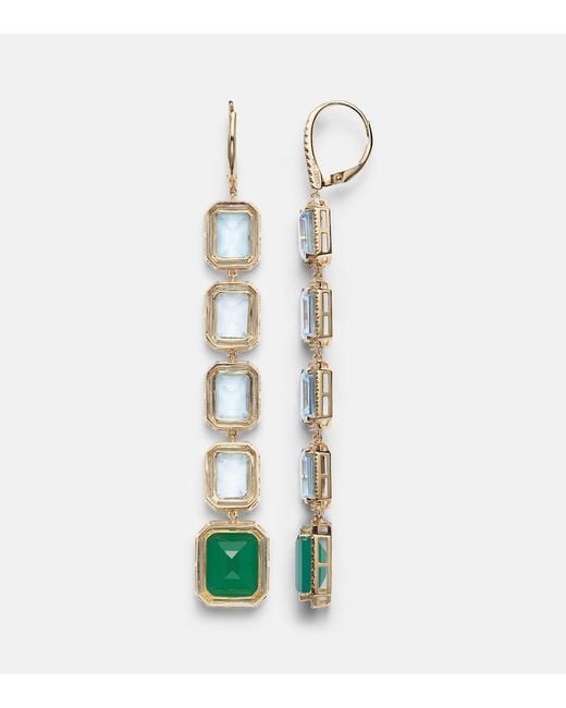 SHAY White Five Tier Portrait 18Kt Drop Earrings With Gemstones