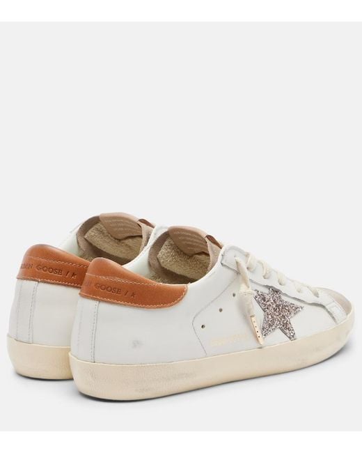 Golden Goose Deluxe Brand White Super-Star Glitter Leather Sneakers