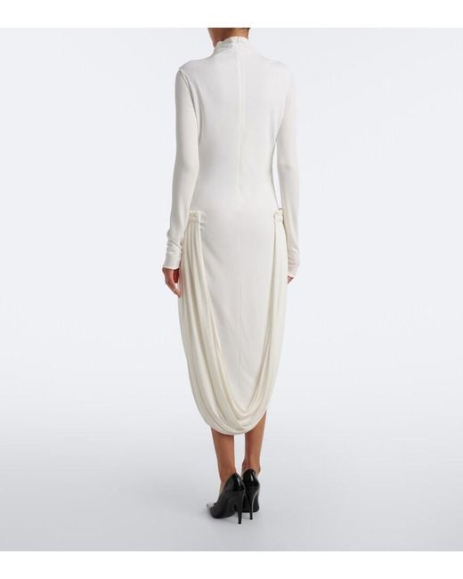 Stella McCartney White Draped-Detail Jersey Midi Dress