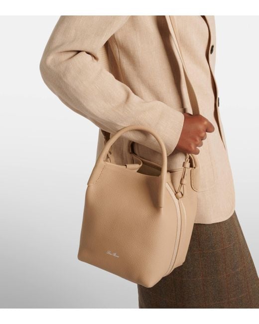 Loro Piana Natural Bale Small Leather Tote Bag