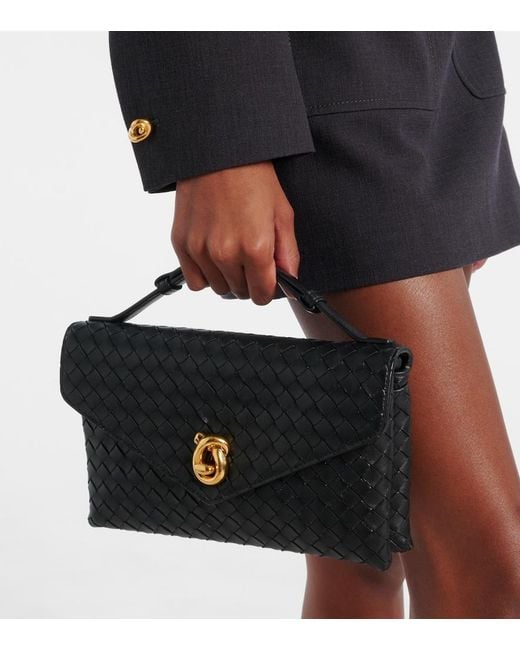 Bottega Veneta Black Henkeltasche Knot Lock Aus Leder