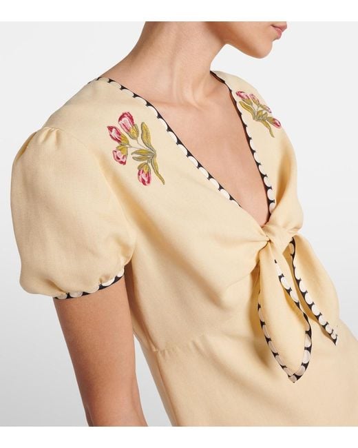 Valentino Natural Floral Embroidered Minidress