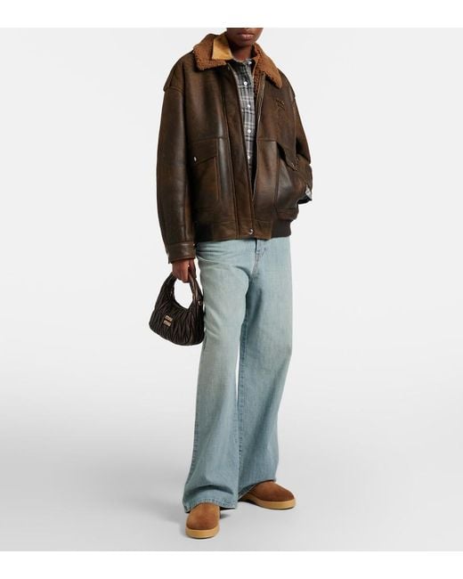 Miu Miu Brown Shearling-Lined Suede Boots