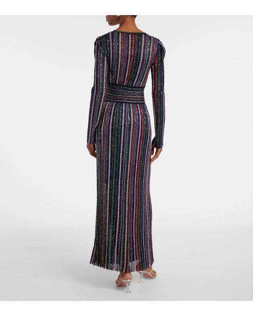Missoni Blue Sequined Striped Gown