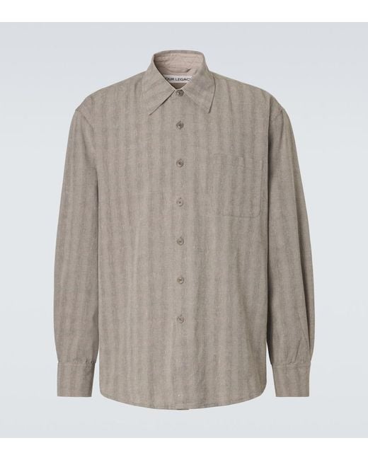 Our Legacy Gray Above Striped Cotton And Linen-Blend Shirt for men