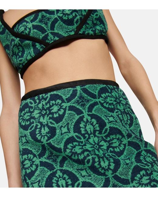 MARINE SERRE Green Jacquard High-rise Cotton Miniskirt