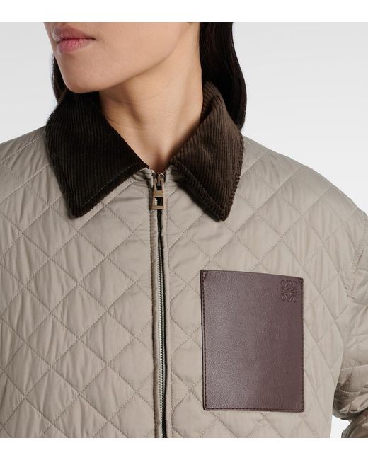 Loewe Brown Anagram Leather-Trimmed Quilted Jacket