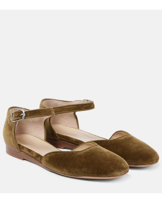 Le Monde Beryl Brown Velvet Flats