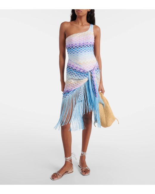 Missoni Blue Fringed Lame Beach Cover-up