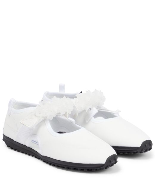Cecilie Bahnsen Sara Embellished Technical Flats in White | Lyst