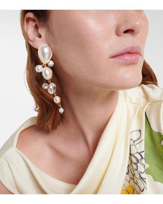 Oscar de la Renta Metallic Embellished Clip-On Earrings
