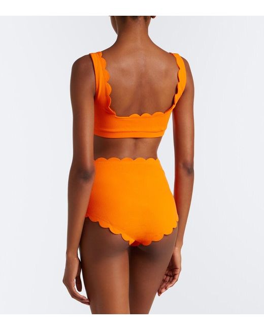 Marysia Swim Orange Palm Springs Scalloped Bikini Top
