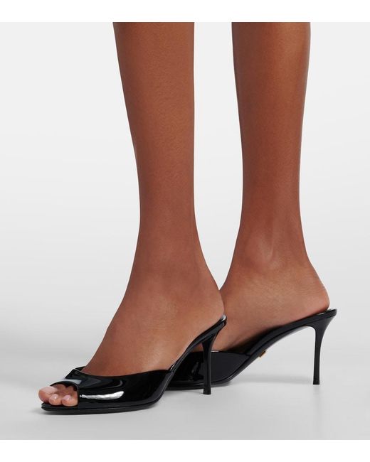 Dolce & Gabbana Black Keira Patent Leather Mules