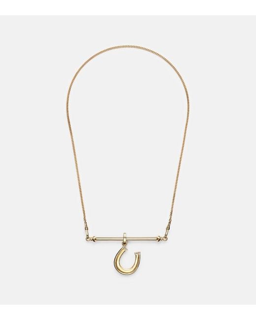 Marie Lichtenberg Metallic 18Kt And Leather Pendant Necklace With Diamonds