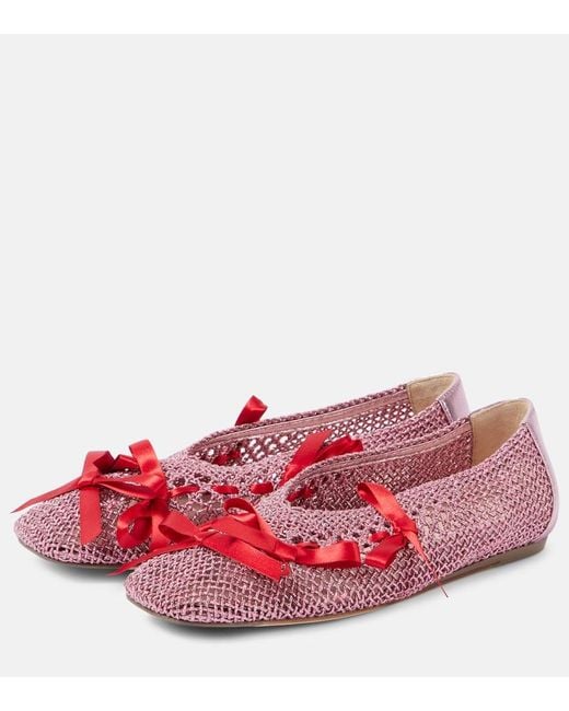 Simone Rocha Red Ballerinas Aus Haekelstrick