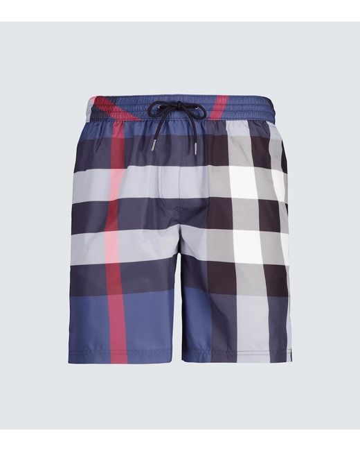 Burberry Blue Check Swim Shorts for men