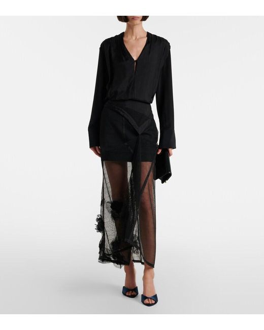 Victoria Beckham Black Silk Crepe De Chine Blouse