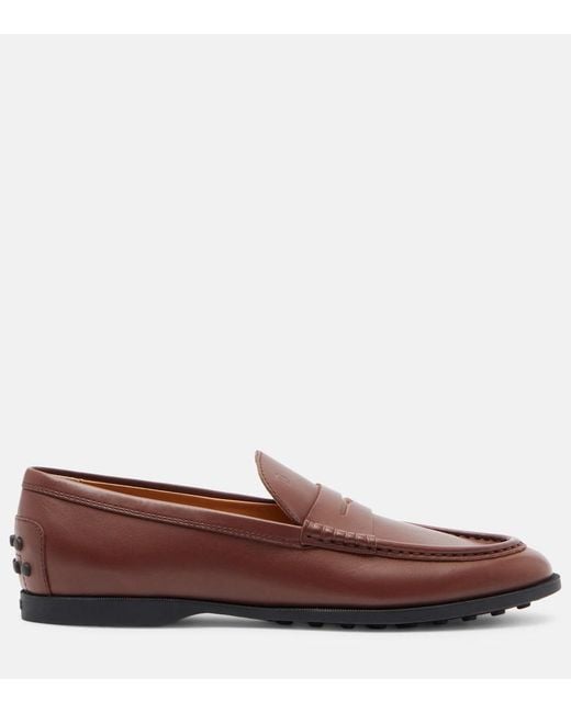 Tod's Brown Gommino Leather Penny Loafers