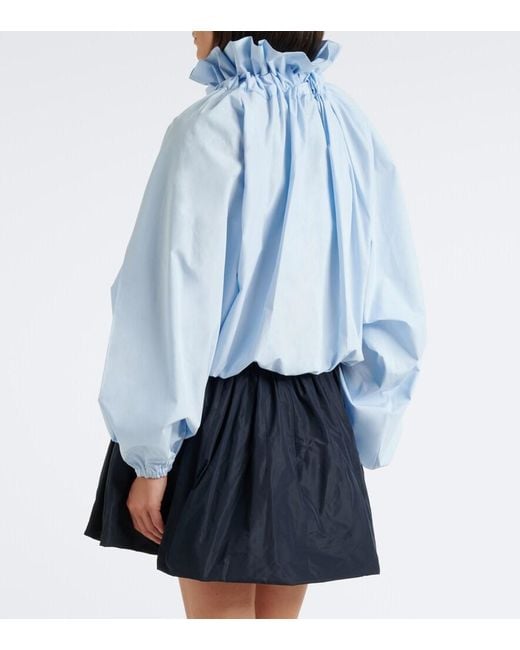 Patou Blue Bow-Detail Cotton Poplin Blouse