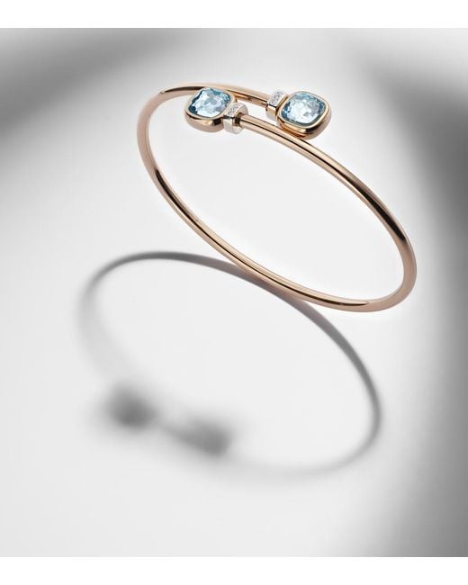 Pomellato White Nudo 18Kt Bangle With Diamonds And Topaz