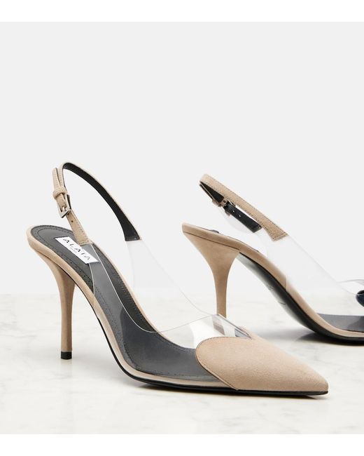 Alaïa Metallic Cour 90 Suede And Pvc Slingback Pumps