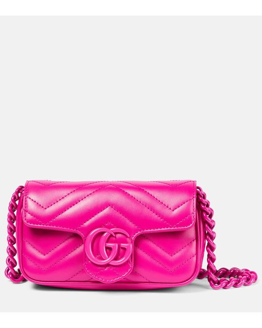 Gucci Pink GG Marmont Mini Leather Belt Bag