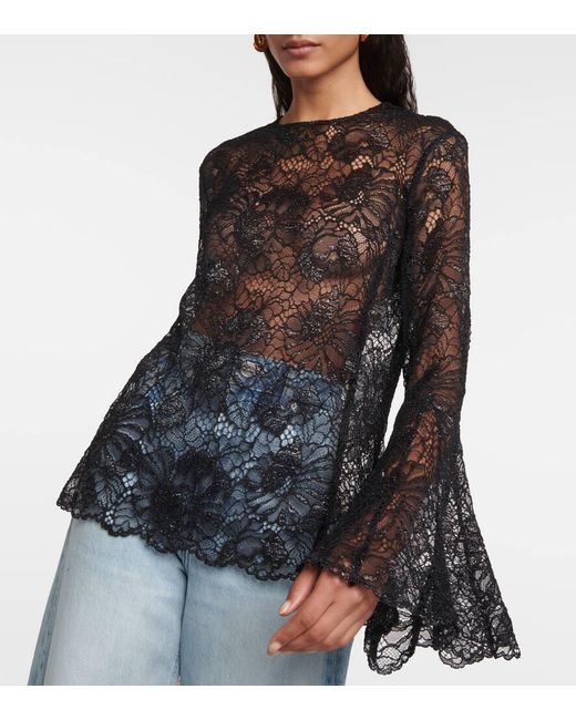 Bell Sleeve Lace Top Black