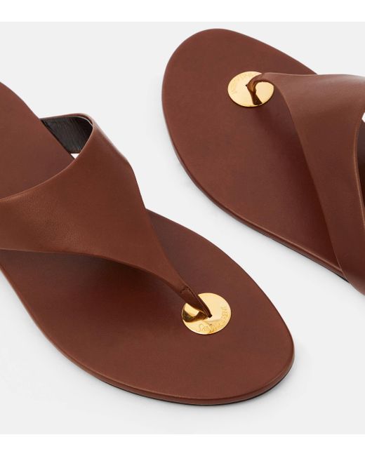 Saint Laurent Brown Kouros Leather Thong Sandals