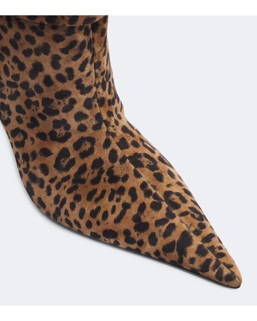 AMINA MUADDI Brown Anok Leopard-Print Suede Knee-High Boots