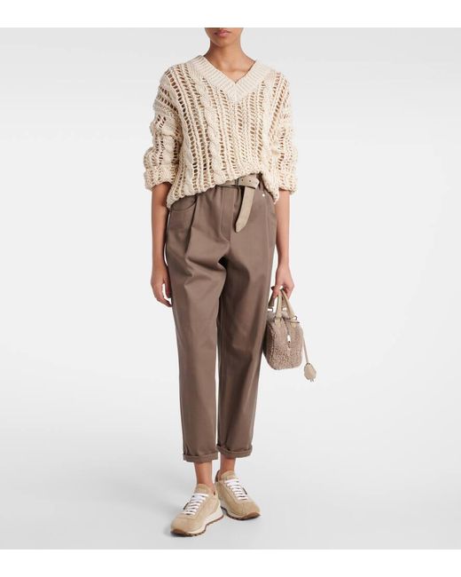 Baskets Monili En Daim Brunello Cucinelli en coloris Natural