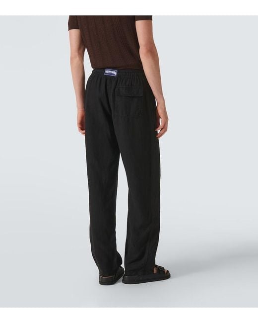 Vilebrequin Black Pacha Linen Wide-Leg Pants for men
