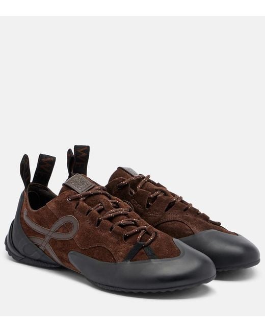 Loewe Brown Grip Anagram Suede Sneakers