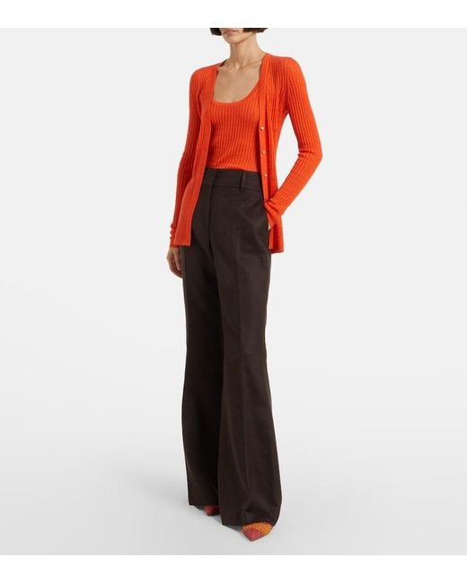 Gabriela Hearst Orange Emma Pointelle Cashmere And Silk Cardigan