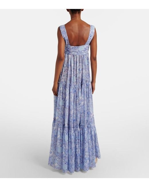 Chloé Blue Floral Cotton Voile Maxi Dress