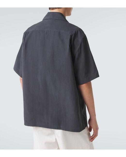 Eleventy Black Oversized Bowling Shirt for men