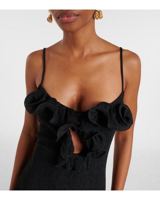 Magda Butrym Black Ruffled Sheer Minidress