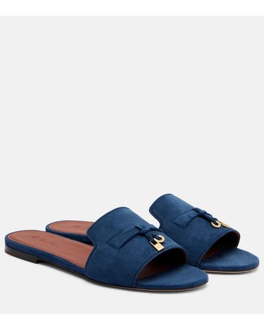 Loro Piana Blue Suede Flats