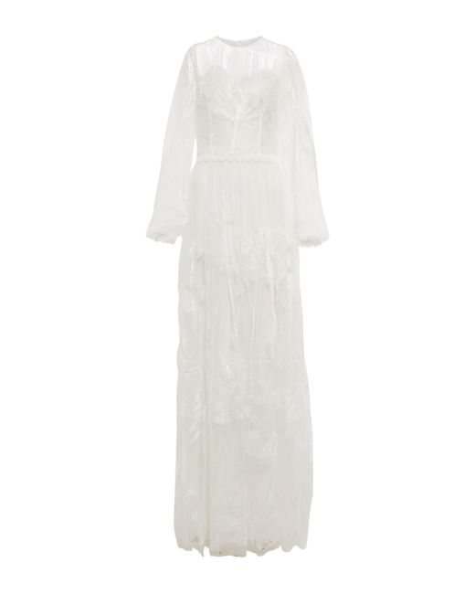 Costarellos Jezebel Embroidered Tulle Gown in White | Lyst Canada